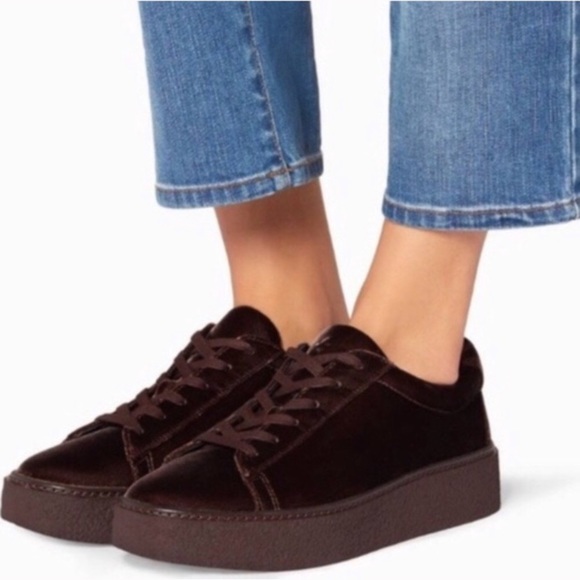 Vince Platform Neela Brown Velvet Sneakers